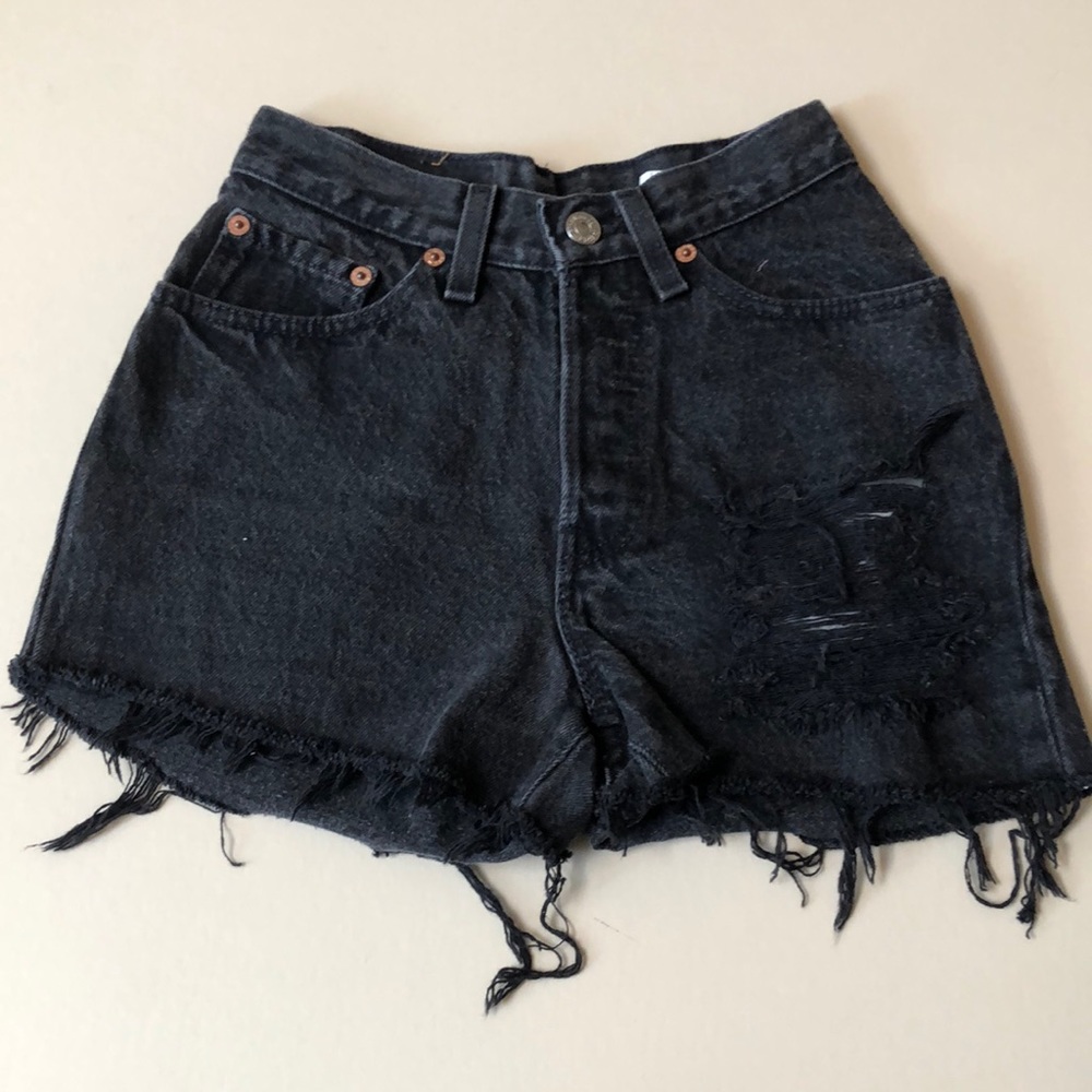 Levi’s Black Distressed Cut Off Jean Shorts